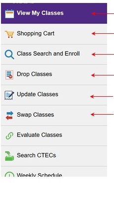 new manage classes menu