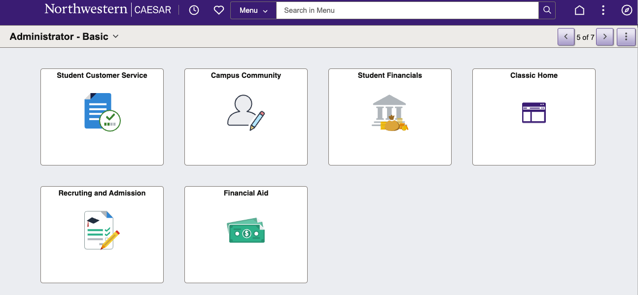 CAESAR Administrator Basic homepage