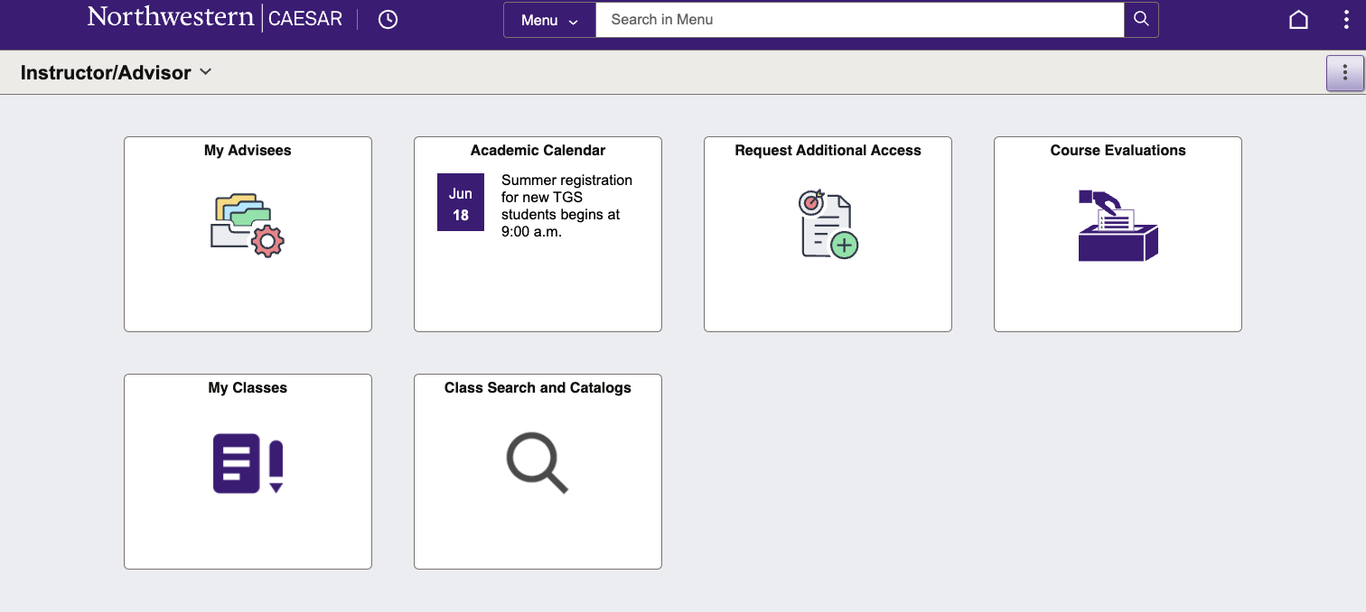 CAESAR Instructor Advisor homepage