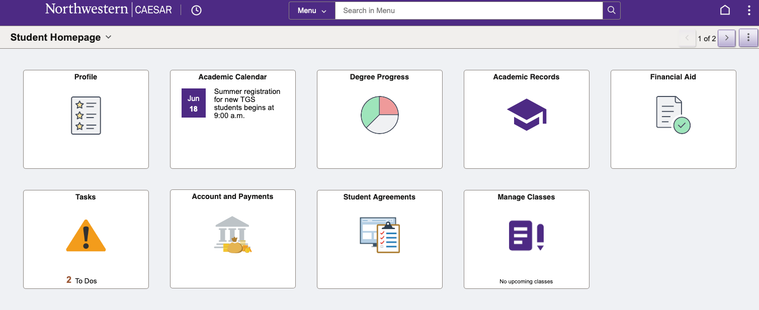 CAESAR Student homepage