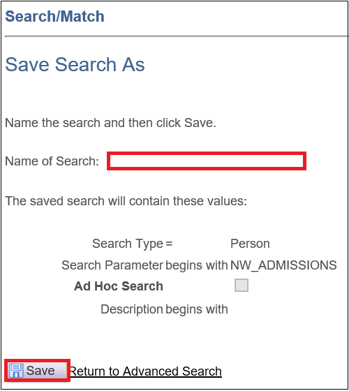 Save Search As