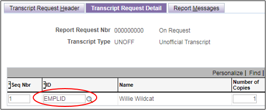 request transcript detail page