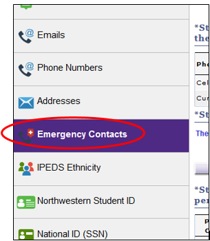 emergency contacts link