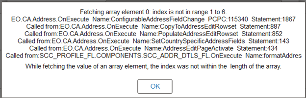 Address Error Message