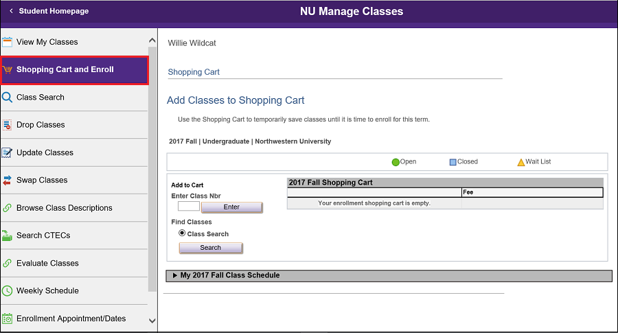 Add Classes to Shopping Cart