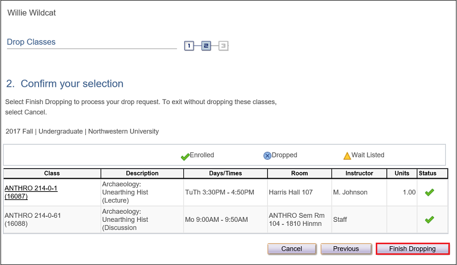 Finish Dropping Classes