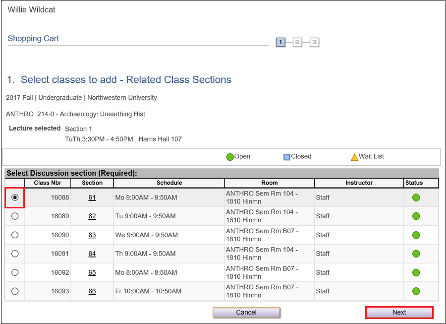 Select Section