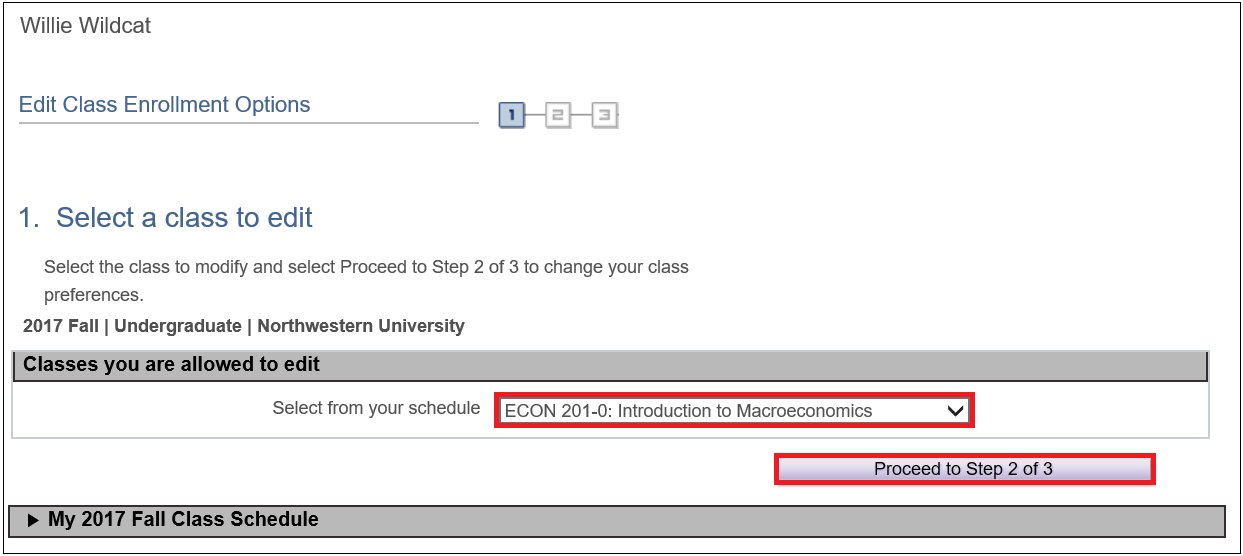 Edit Class Enrollment