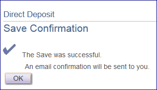 Direct Deposit Save Confirmation