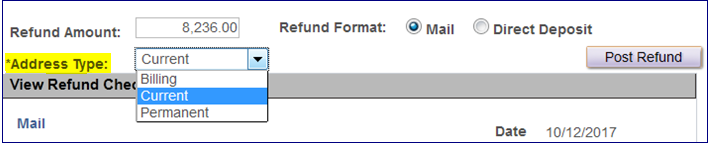 Request Refund Address Type