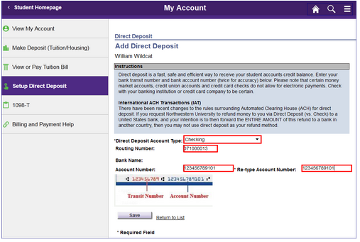 Routing and Account Information
