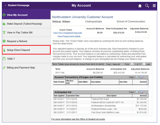 Setup Direct Deposit Nav