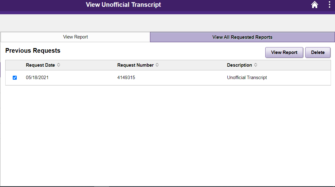 request transcript detail page