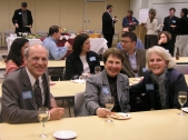 Ray Loeschner (GSESP57, 62) and his wife, Nancy, joined Ann Debes (WCAS60), right, at the NU Club of West Michigan’s March faculty speaker event on new media.