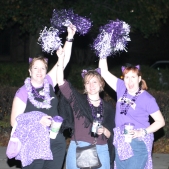 Wildcat fans celebrate during the Homecoming parade on Sheridan Road.