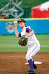 Ashley Crane throws to first during the WCWS. She started every game of the season at second base.