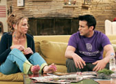 Drea de Matteo as Gina and Matt LeBlanc as Northwestern alum wannabe Joey in "Joey and the Big Audition."