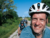 David Pokorny and friends near the Kansas border on his Ride to Pikes Peak. He biked alone through Kansas and Colorado.