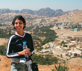 Gita Pullapilly visits Wadi Rum, Jordan. She went to Jordan to film a documentary on the 1948 Palestinian refugees who live in U.N. Relief and Works Agency camps there.
