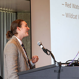 woman giving presentation