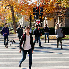 students walking on campus