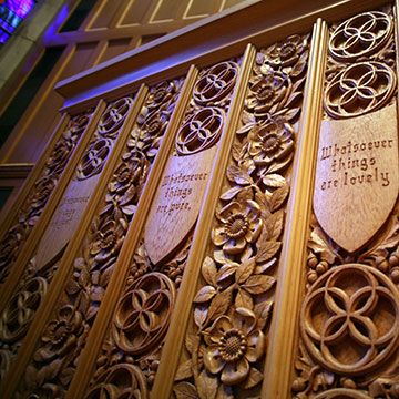 University Motto Carved in Alice Millar Chapel