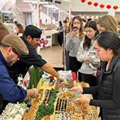 NU students enjoy an NU Dining event