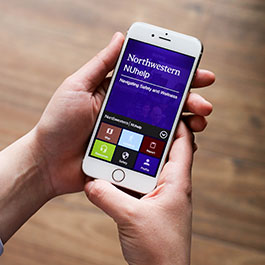 NUhelp app displayed on phone