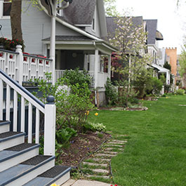 picture of the front porches of a block of houses