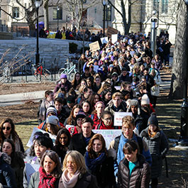 students protesting on campus
