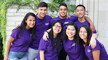 students in northwestern shirts