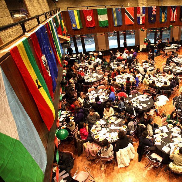 flags hung in the Louis room