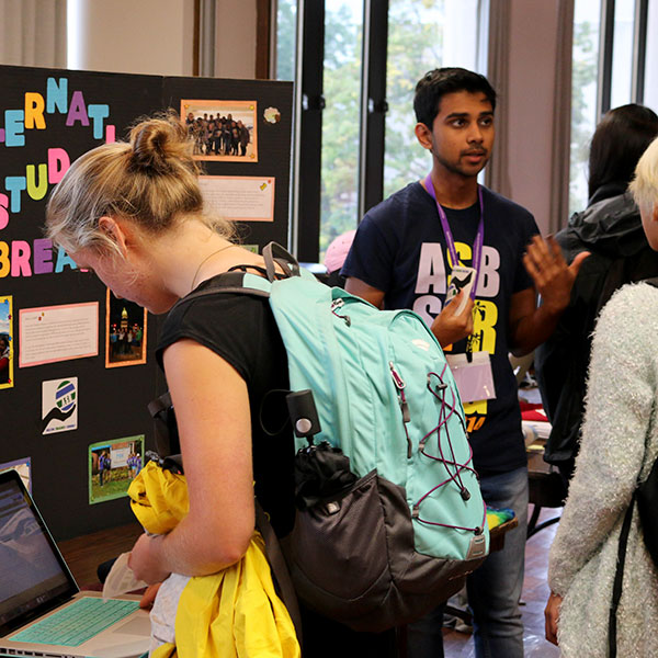 a student singing up for a student organization