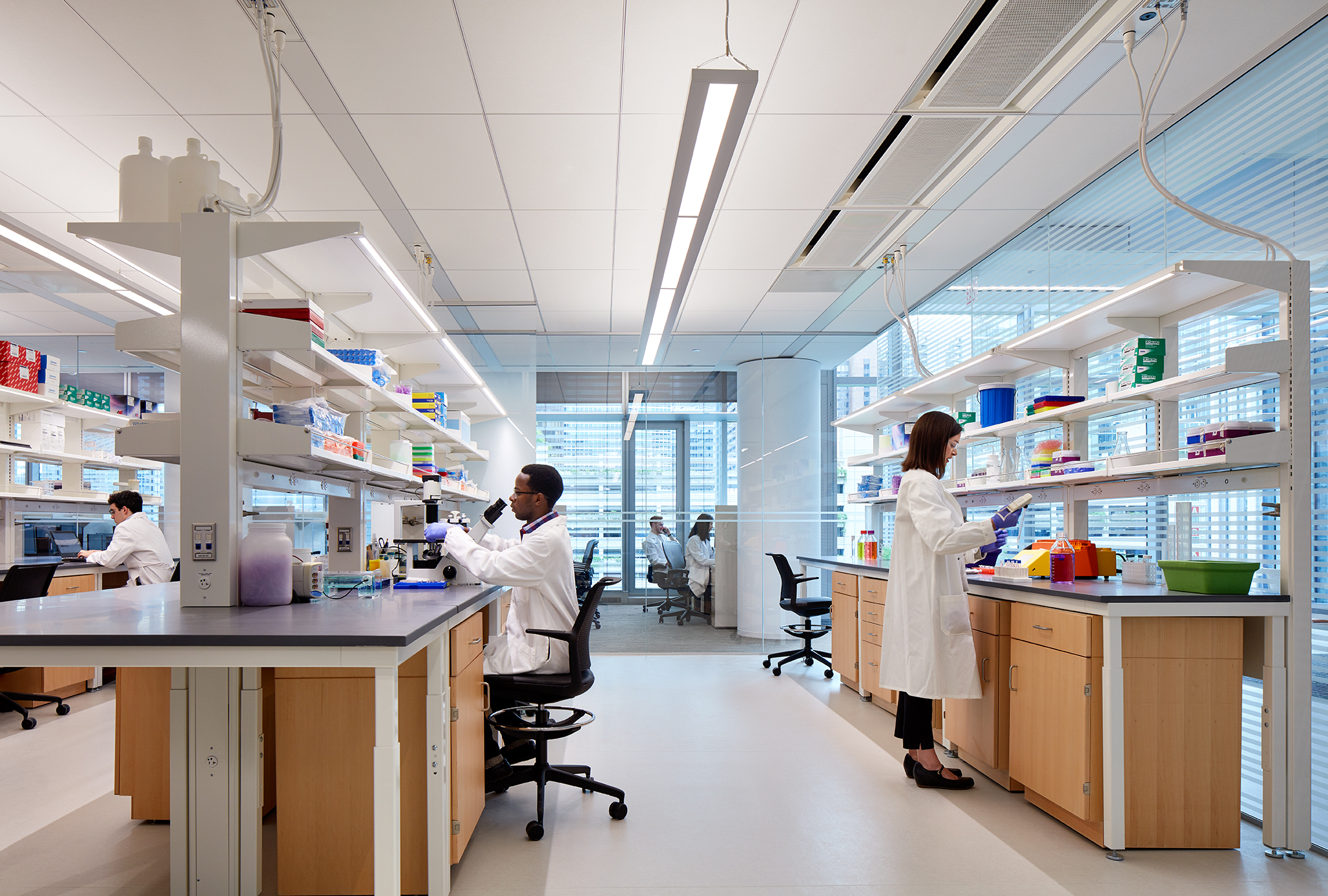 Lab with two scientists working.