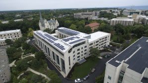 Kresge Hall with solar panels on the roof