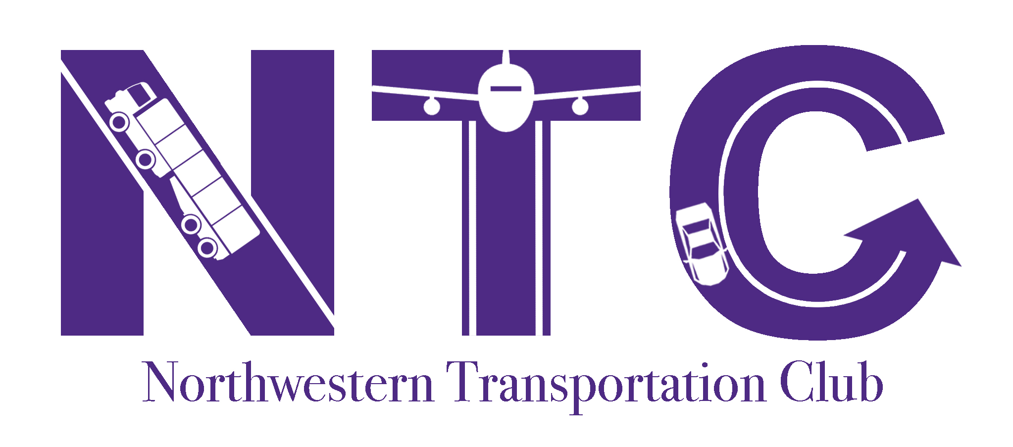 The letters 'NTC' in bold purple, with white icons of a train, plane, and car appearing inside the letters.