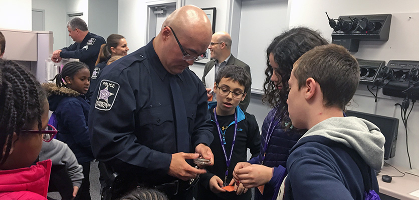 Officer tour with students