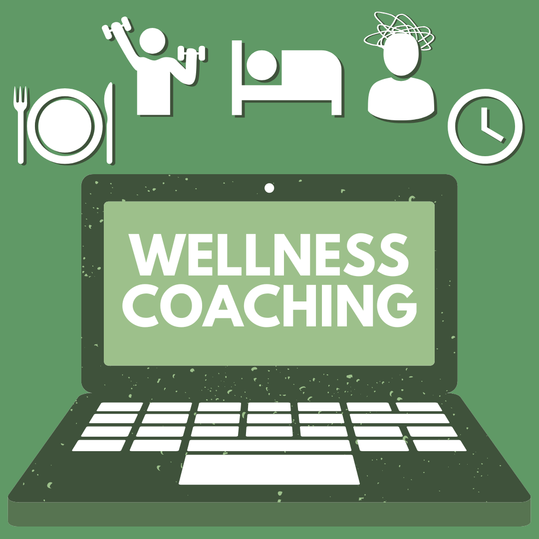 laptop with screen reading wellness coaching